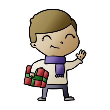 vektör çizim karikatür kız gülümseyerek