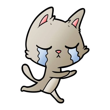 çalışan ağlayan karikatür kedi