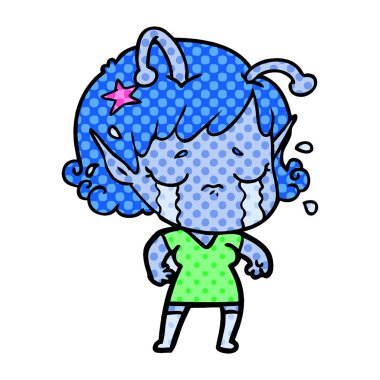 ağlayan uzaylı kız çizgi film