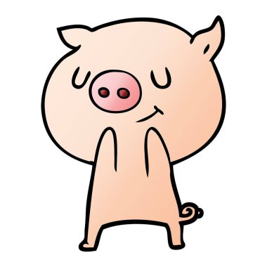 mutlu karikatür domuz vektör çizim