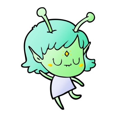 vektör çizim karikatür uzaylı kız