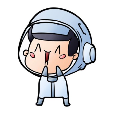 mutlu karikatür astronot vektör çizim