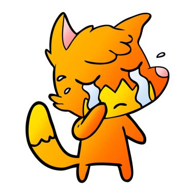 Tilki çizgi film ağlama vektör çizim