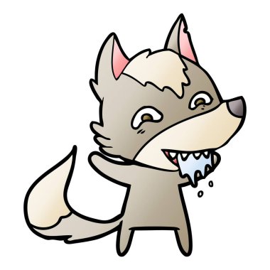 vektör çizim karikatür aç kurt