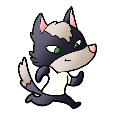 vektör çizim dostu karikatür kurt