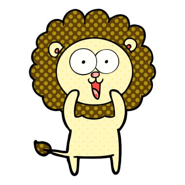 mutlu karikatür aslan vektör çizim