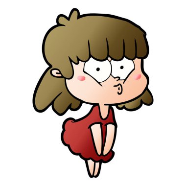 vektör çizim karikatür kız ıslık