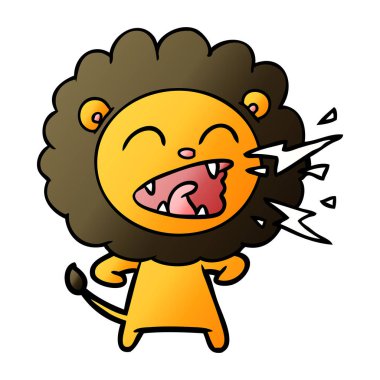 vektör çizim karikatür kükreyen aslan
