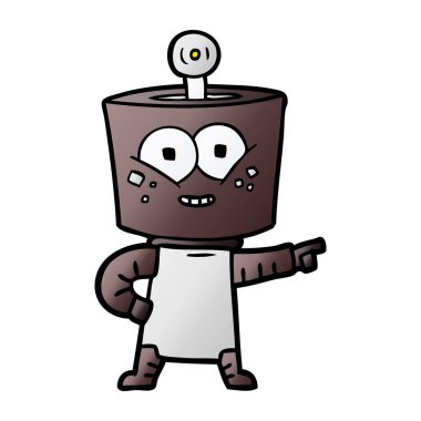 mutlu karikatür robot işaret