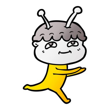 çalışan dostu karikatür uzay adamı