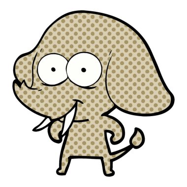 mutlu çizgi film fil vektör çizim