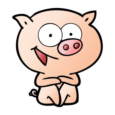 neşeli oturma domuz çizgi film