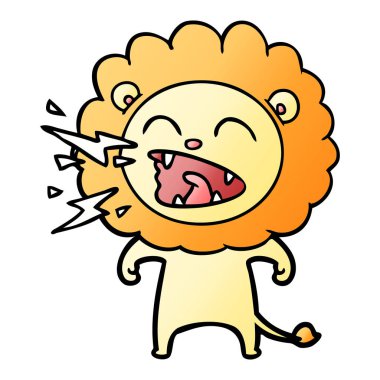 vektör çizim karikatür kükreyen aslan