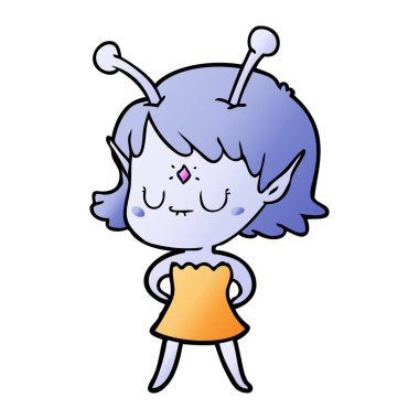 vektör çizim karikatür uzaylı kız