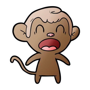 bağırarak karikatür maymun vektör çizim