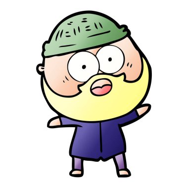 şaşırmış sakallı adam çizgi film