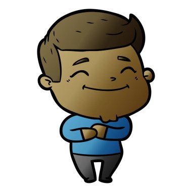 mutlu çizgi film adam vektör çizim