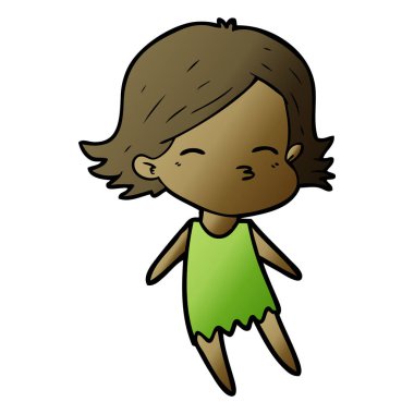 Çizgi filmdeki kadının vektör çizimi