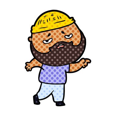 Sakallı endişeli adam çizgi film