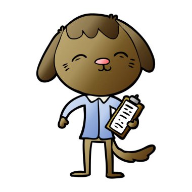 mutlu karikatür office çalışan köpek