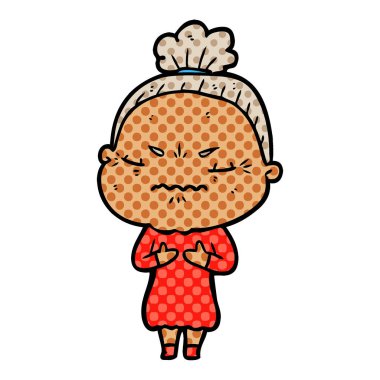 karikatür rahatsız yaşlı kadın