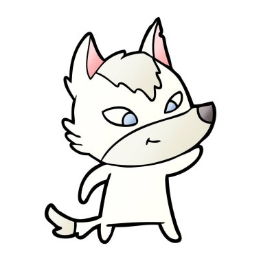 vektör çizim dostu karikatür kurt