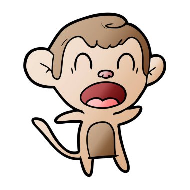 bağırarak karikatür maymun vektör çizim