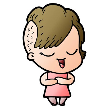 mutlu çizgi film kız vektör çizim