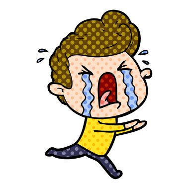 adam ağlıyor çizgi film vektör çizim