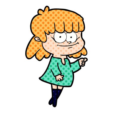 vektör çizim karikatür gülümseyen kadın