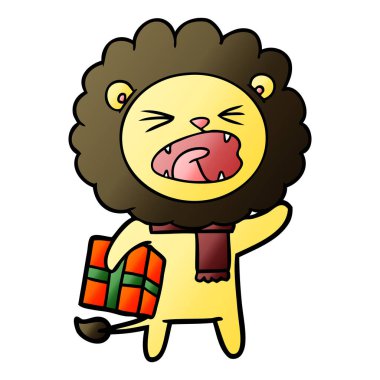 Noel hediyesi ile çizgi film aslan