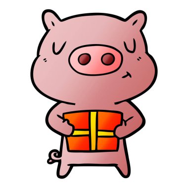 vektör çizim karikatür Noel domuz