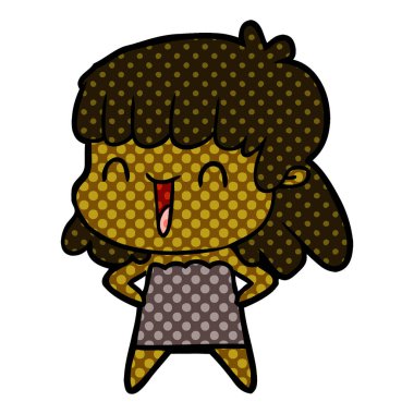 Çizgi filmdeki kadının vektör çizimi