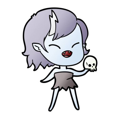 çizgi film gülen vampir kızla kafatası