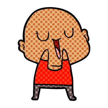 mutlu karikatür kel adam