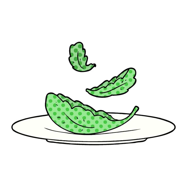 Ilustração Vetorial Folhas Salada Desenhos Animados — Vetor de Stock