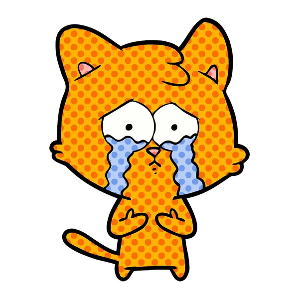 猫漫画を泣きのベクトル イラスト — ストックベクタ