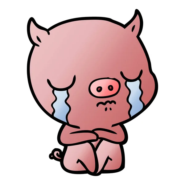Wektor Ilustracja Kreskówka Świnia Płacz — Wektor stockowy
