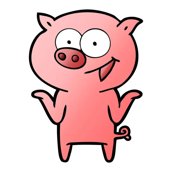 Cochon Dessin Animé Sans Soucis — Image vectorielle