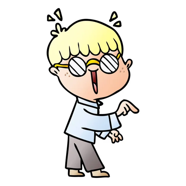 Chłopak Cartoon Noszenie Okularów — Wektor stockowy