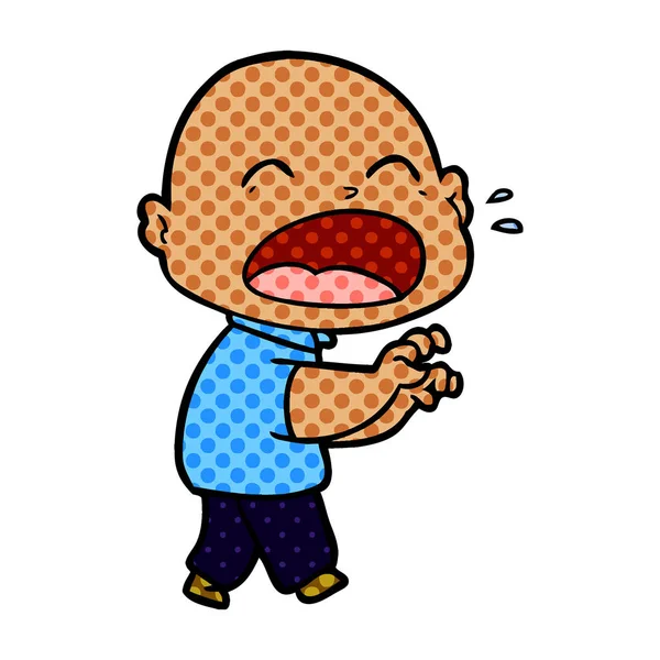 karikatür bağırarak kel adam