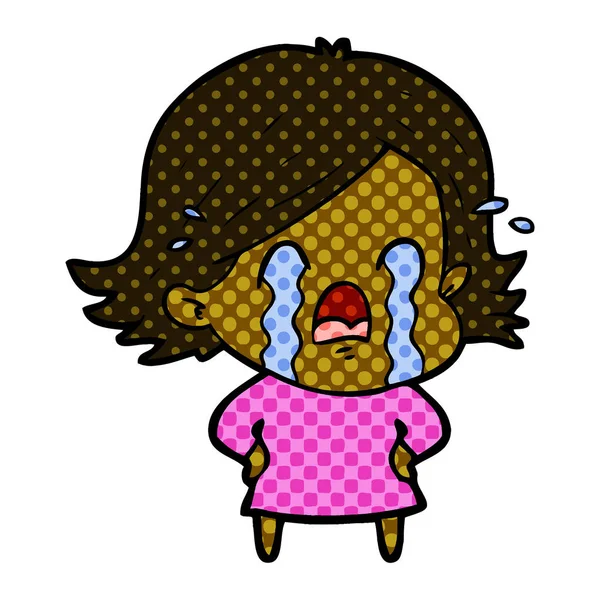 Vector Ilustración Mujer Dibujos Animados Llorando — Vector de stock