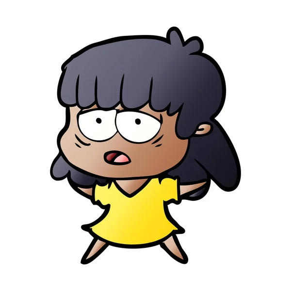 Vectorillustratie Van Cartoon Moe Vrouw — Stockvector