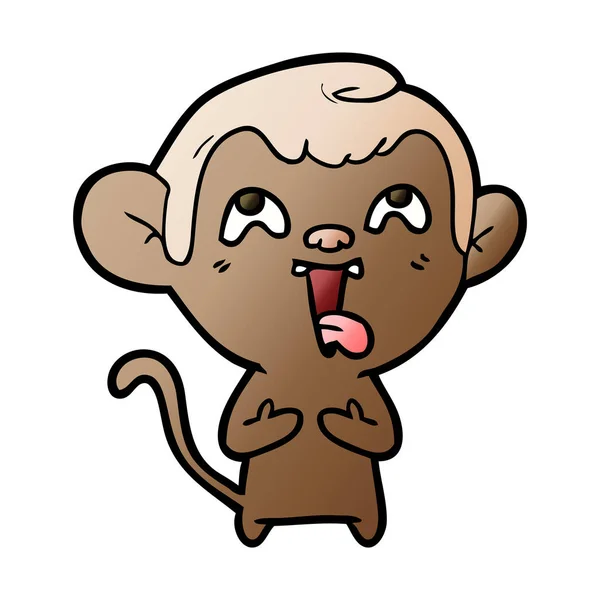 Vector Illustration Crazy Cartoon Monkey — Stock Vector