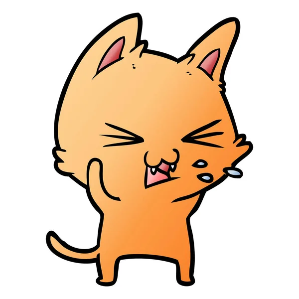 Vector Illustration Cartoon Cat Hissing — Stock Vector