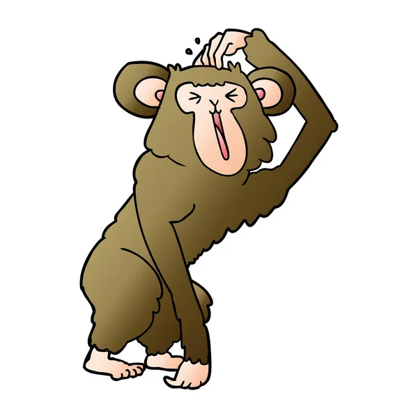 Cartoon Schimpanse Kratzt Kopf — Stockvektor
