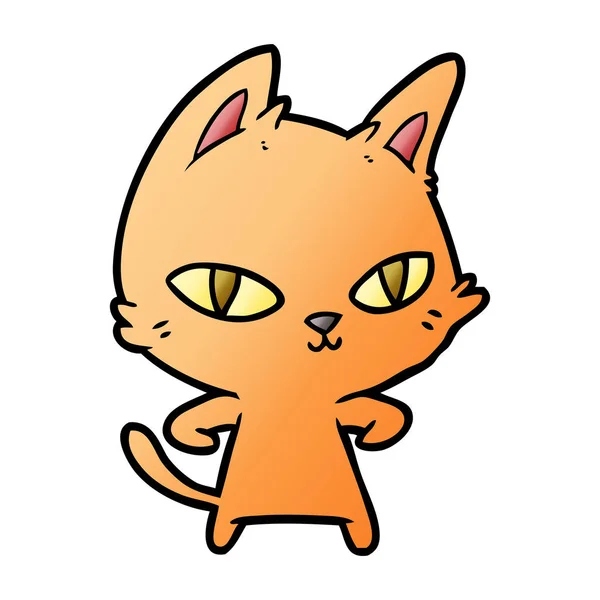 Vector Illustration Cartoon Cat Staring — Stock Vector