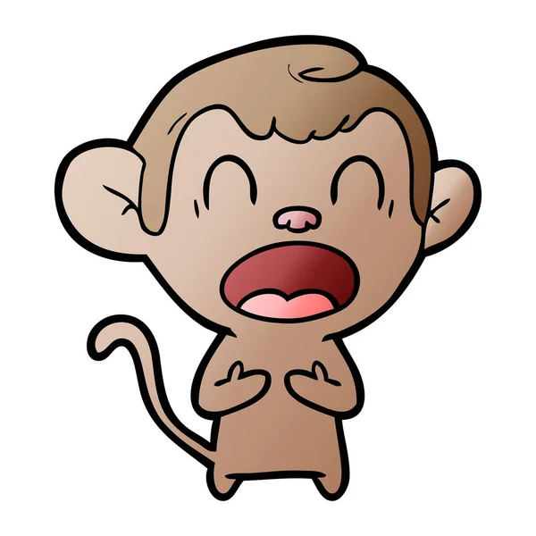 Vectorillustratie Voor Cartoon Schreeuwen Monkey Geïsoleerd Wit — Stockvector