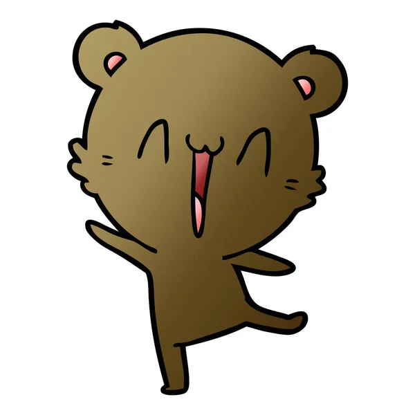 Vector Εικονογράφηση Της Ευτυχισμένη Αρκούδα Κινούμενα Σχέδια — Διανυσματικό Αρχείο