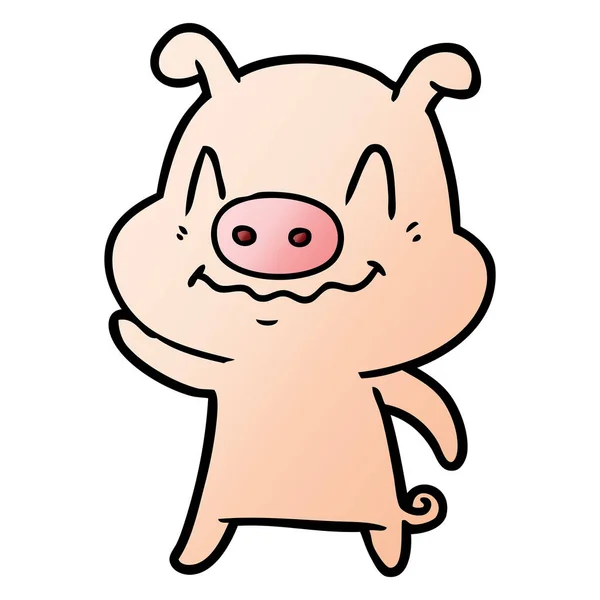 Illustration Vectorielle Cochon Dessin Animé Nerveux — Image vectorielle